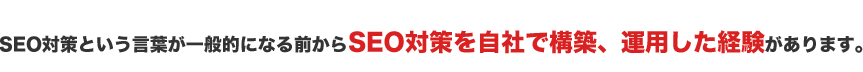 SEO対策という言葉が一般的になる前からSEO対策を自社で構築、運用した経験があります。
